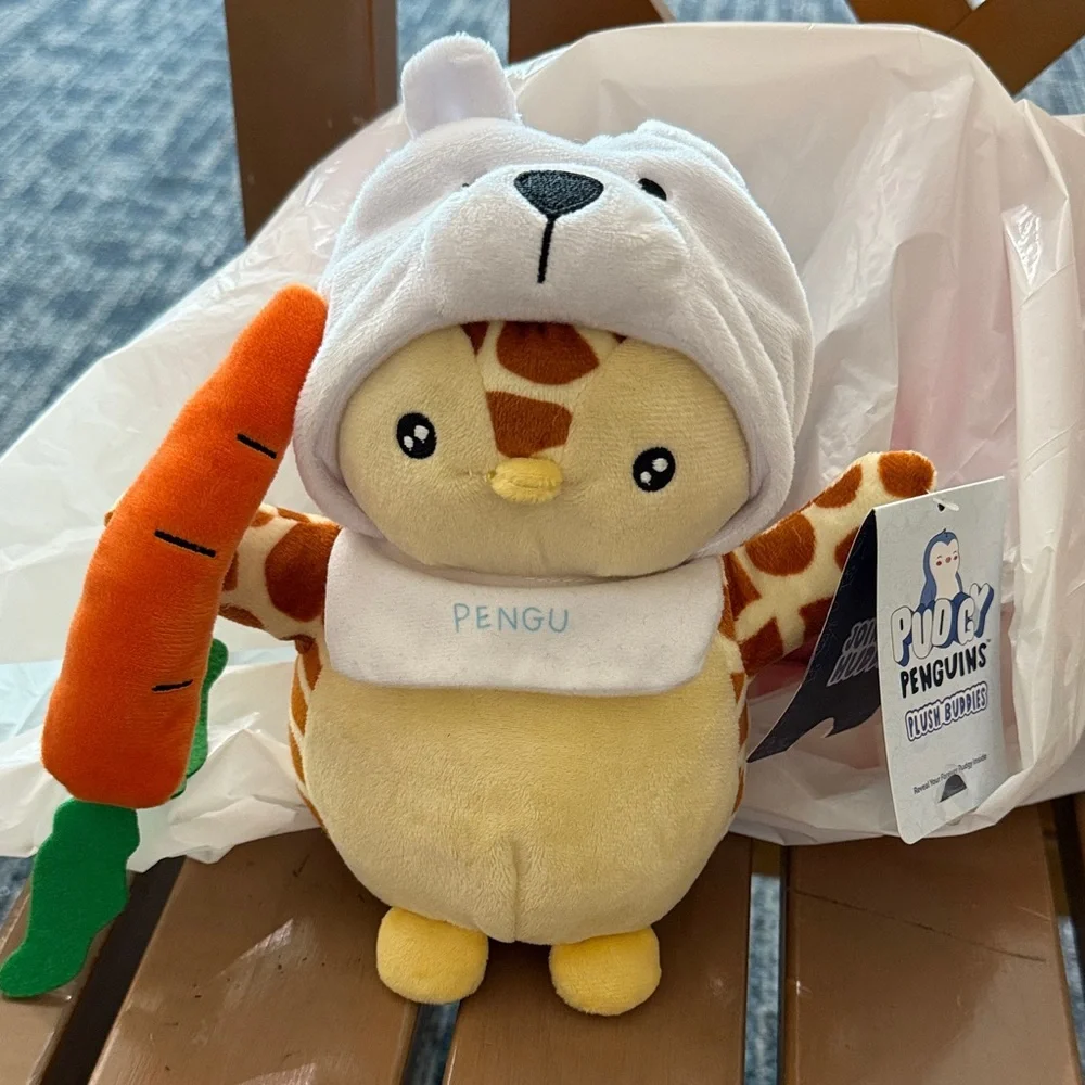 Original Penguin Giraffe Plush Toy in Polar Bear Hoodie PENGU NWT